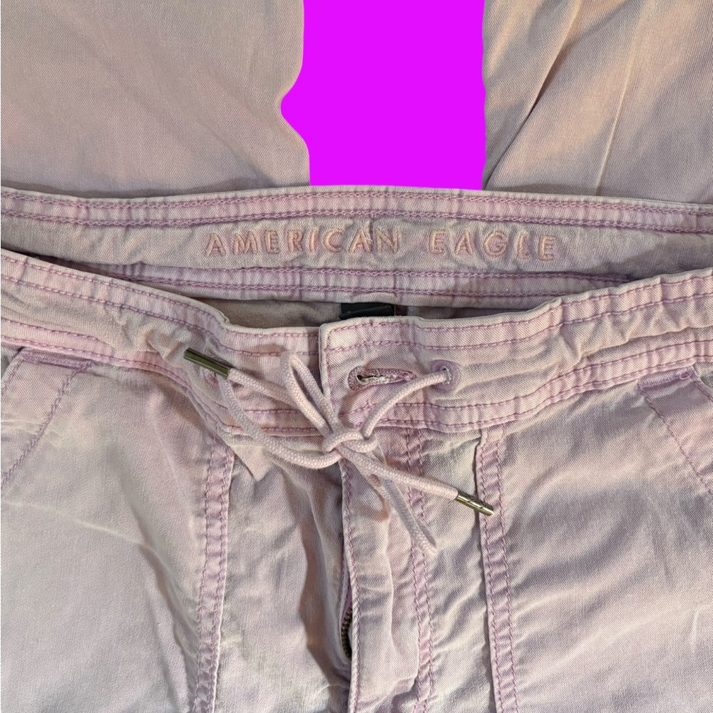 American Eagle lavender wide leg stretch cargo style pants women’s size 2R - Picture 3 of 5